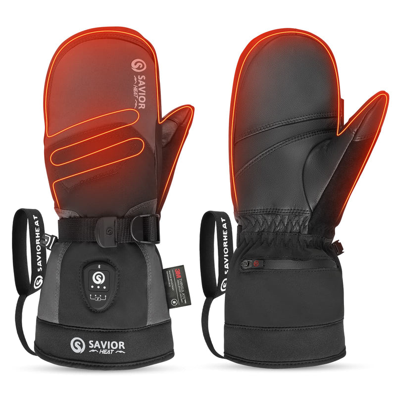 Chargez l'image dans la visionneuse de la galerie, Savior Gants de Ski Chauffants 2.0 – Contrôle Bluetooth, Paume en Peau de Chèvre Imperméable