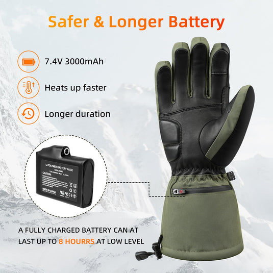Savior Gants chauffants 2.0 avec cuir de chèvre imperméable et charge rapide