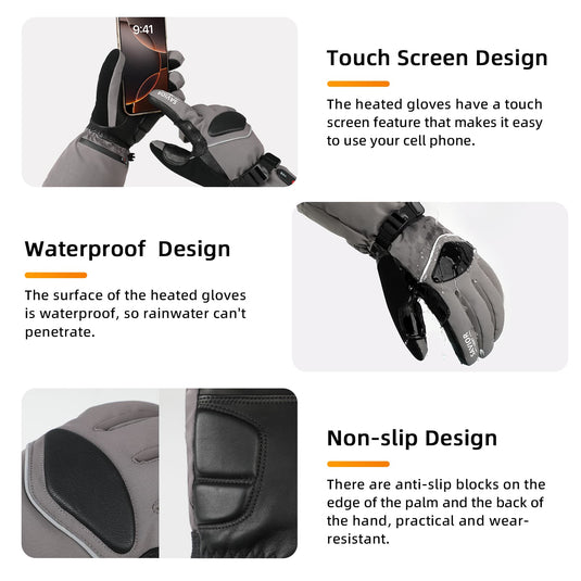 Savior Gants chauffants Upgraded 2.0- 7.4V Fast Charging,Touchscreen Compatible