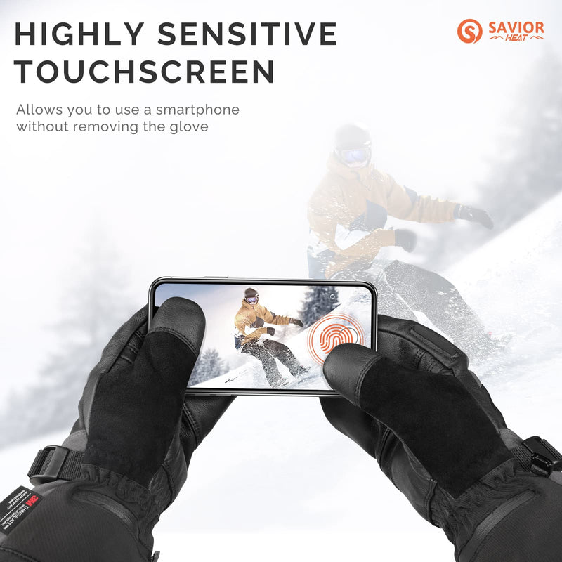 Chargez l'image dans la visionneuse de la galerie, Savior Gants de Ski Chauffants 2.0 – Contrôle Bluetooth, Paume en Peau de Chèvre Imperméable