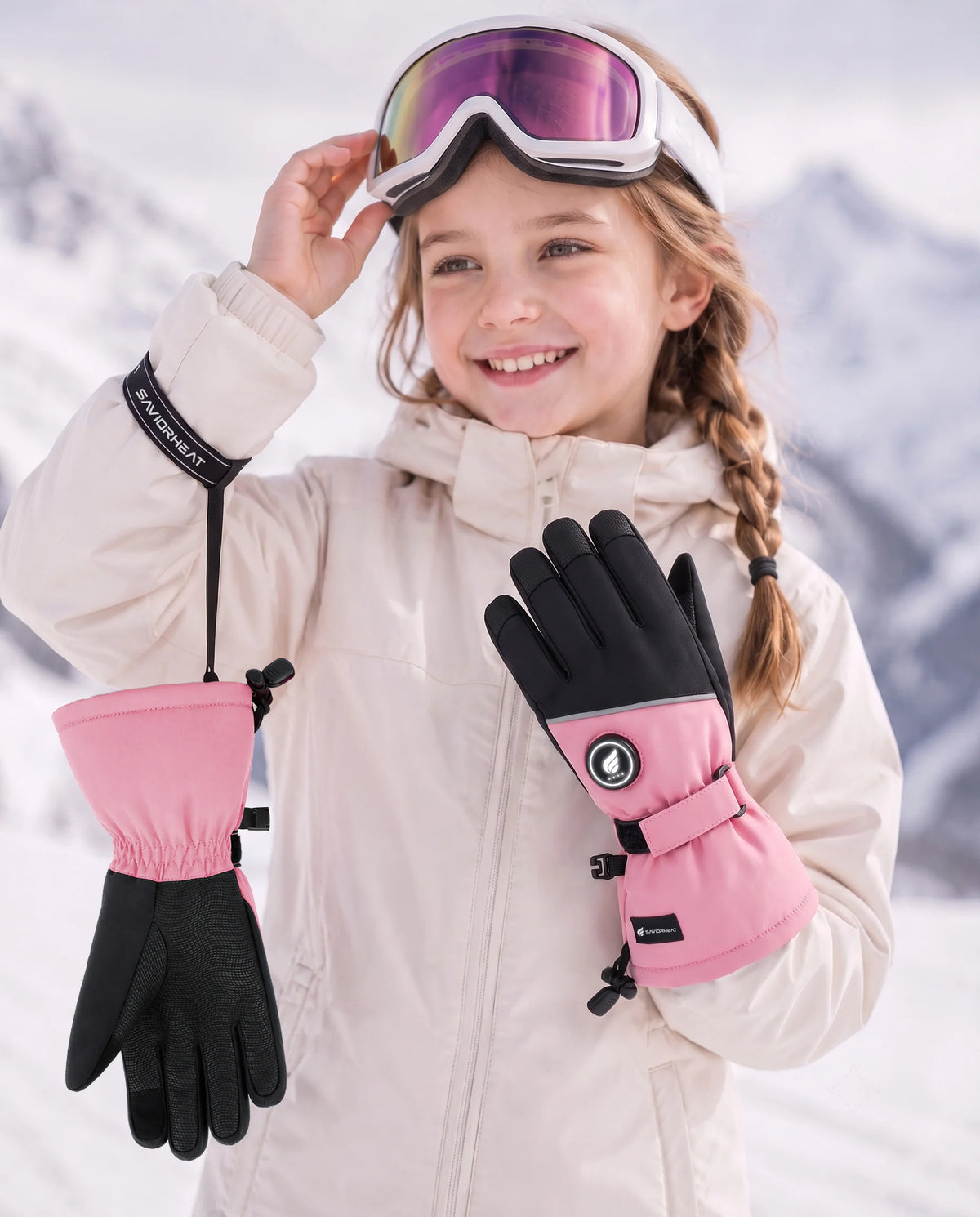 Sangle de maintien sécurisée – gants de ski chauffants légers enfant Savior Heat