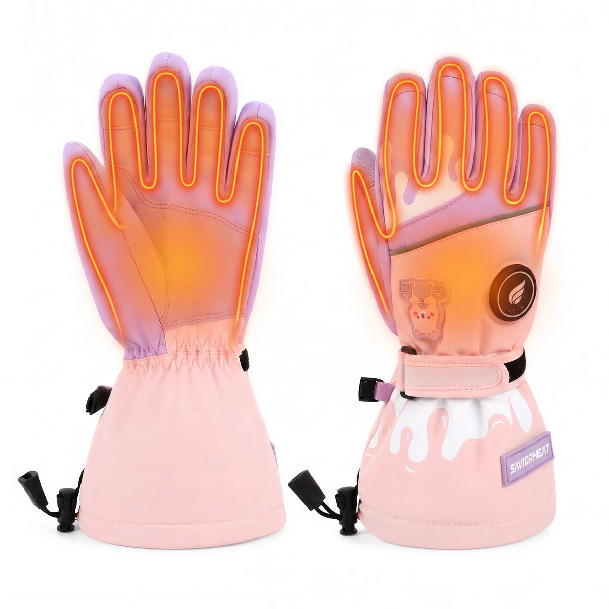 Gants de ski chauffants pour enfants – Motif ours 02