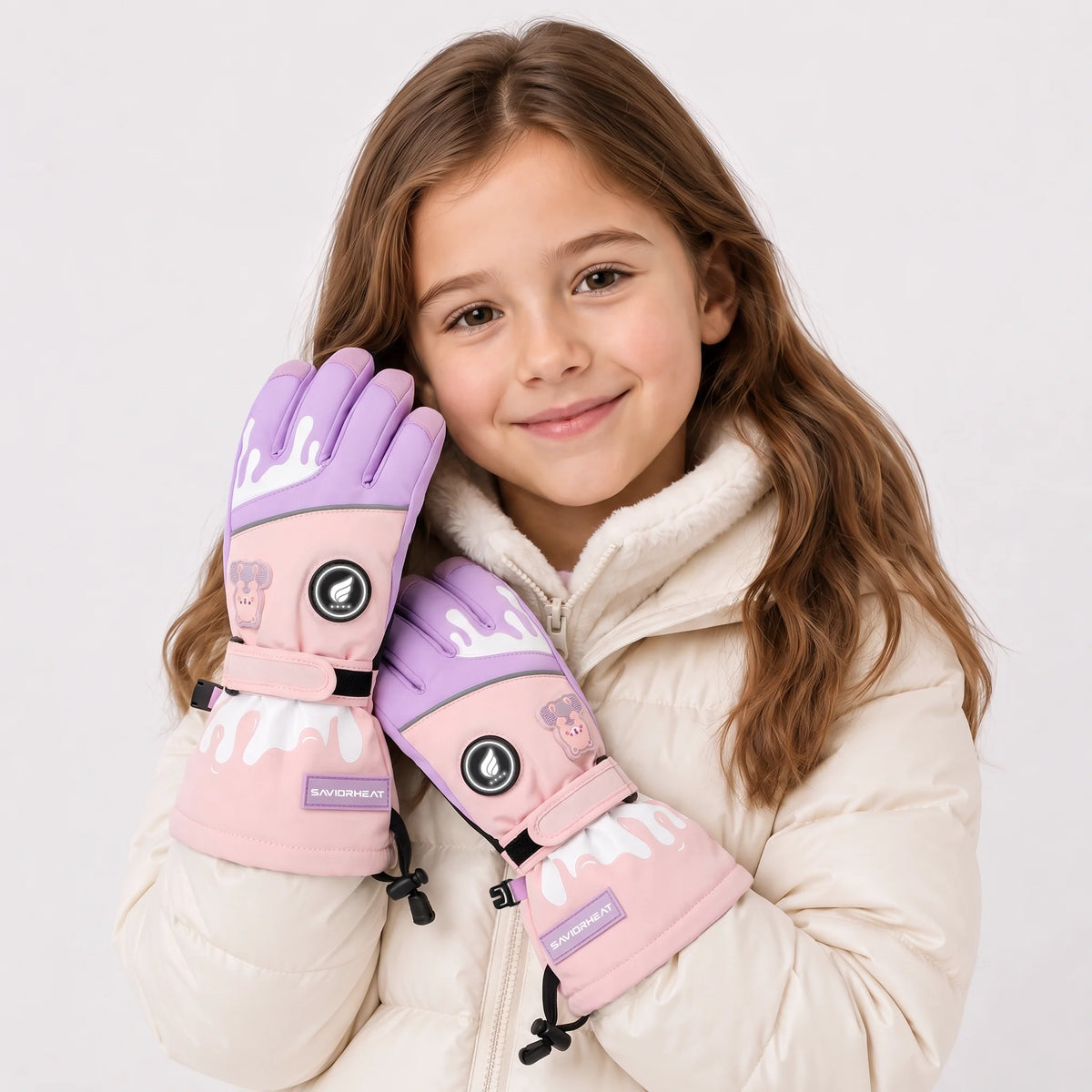 Gants de ski chauffants pour enfants – Motif ours 06