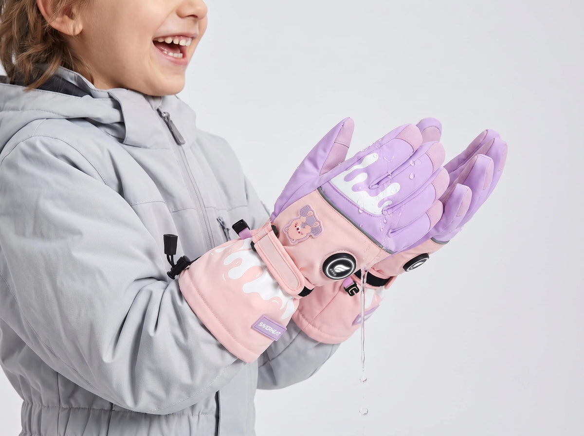 Protection contre l'humidité – gants de ski chauffants enfant Savior Heat à motif ours