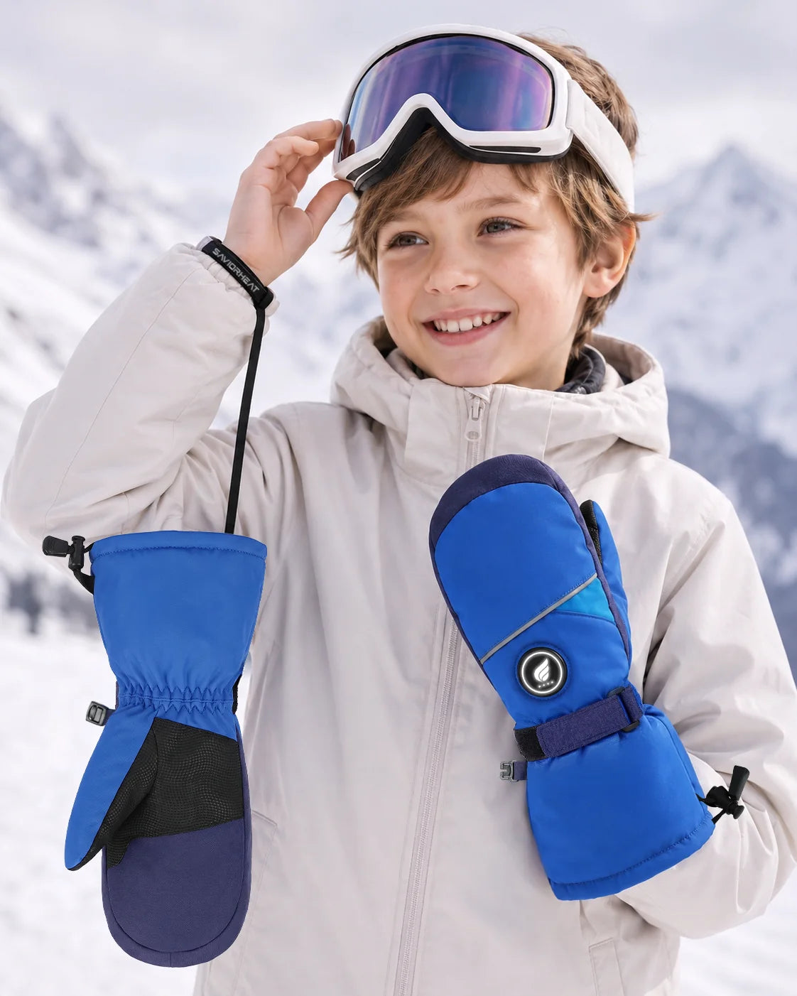 Sangle de maintien sécurisée – gants de ski chauffants légers enfant Savior Heat