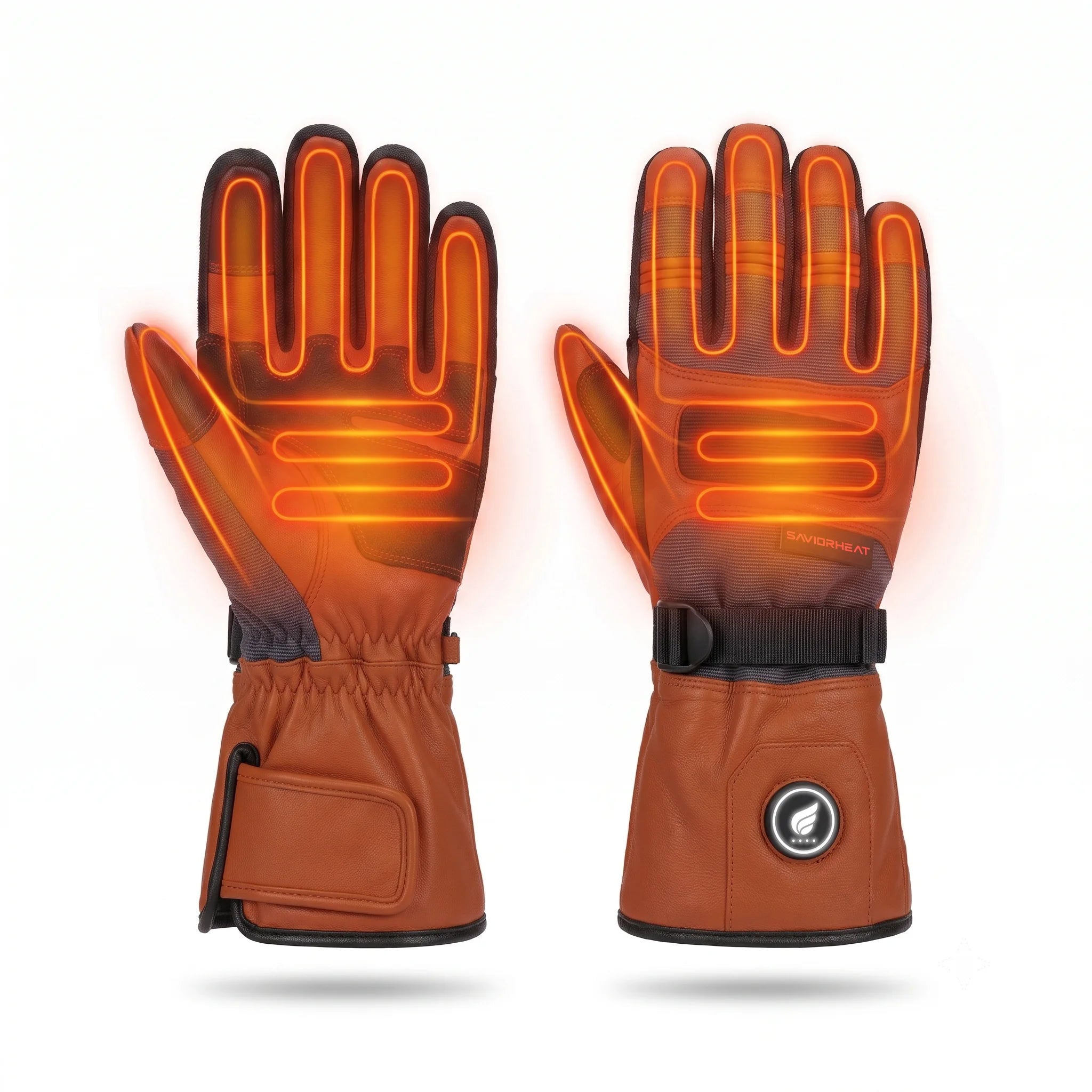 Gants de travail chauffants en cuir de chèvre – Classic Marron 02
