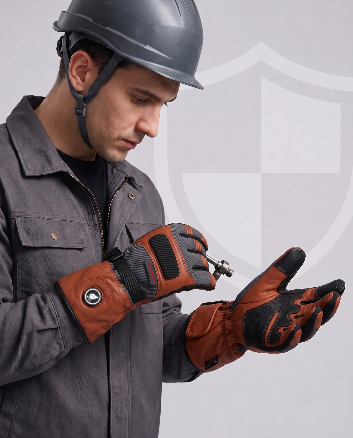 Paume renforcée et antidérapante – gants de travail chauffants Savior Heat marron