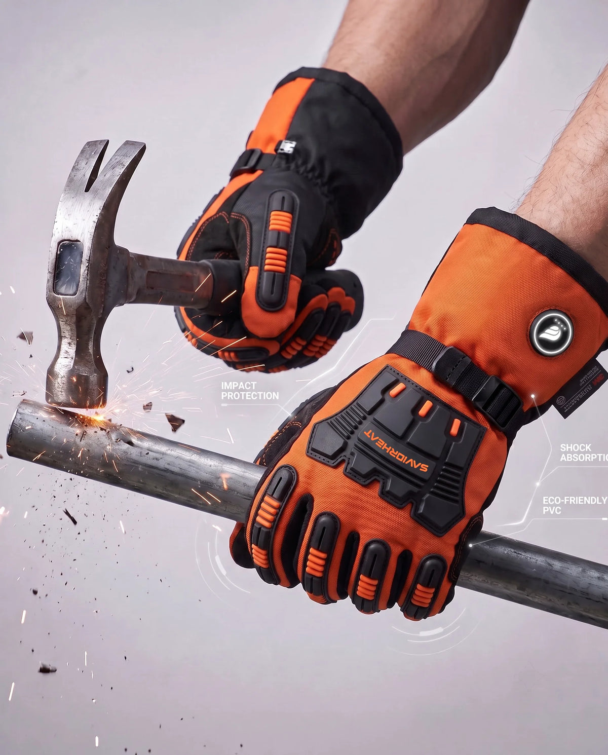 Protection renforcée au travail – gants chauffants robustes Savior Heat orange sécurité