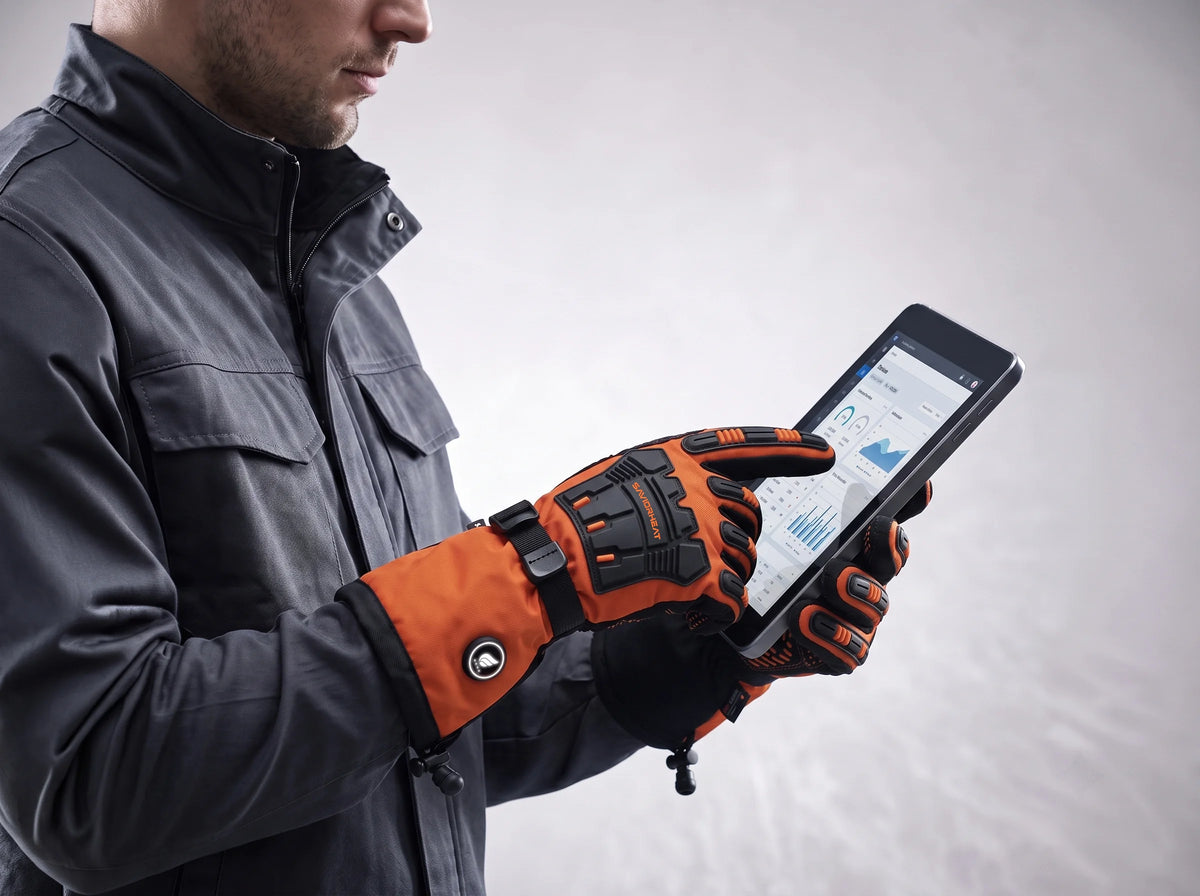 Compatibles écran tactile – gants de travail chauffants renforcés Savior Heat orange sécurité