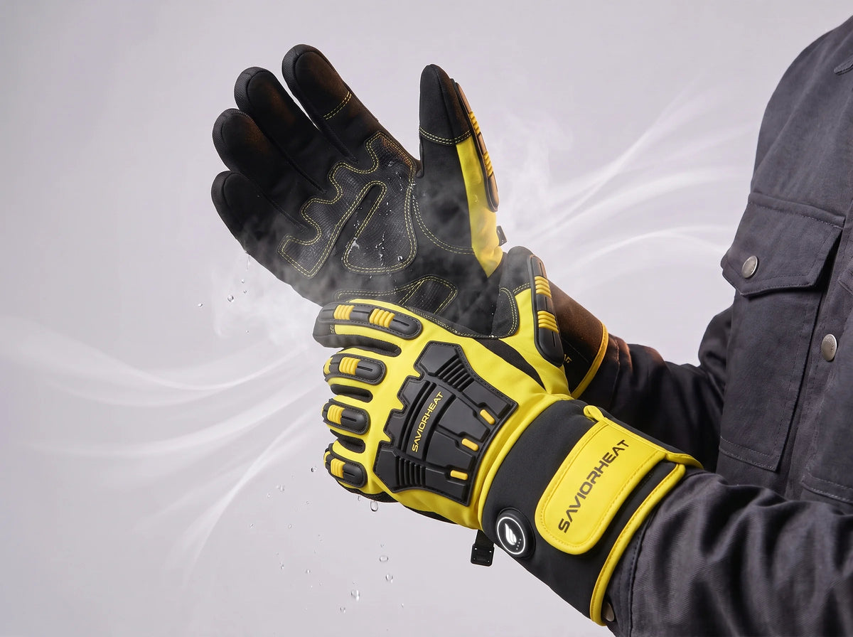 Imperméables et coupe-vent – gants de travail chauffants Savior Heat jaune haute visibilité