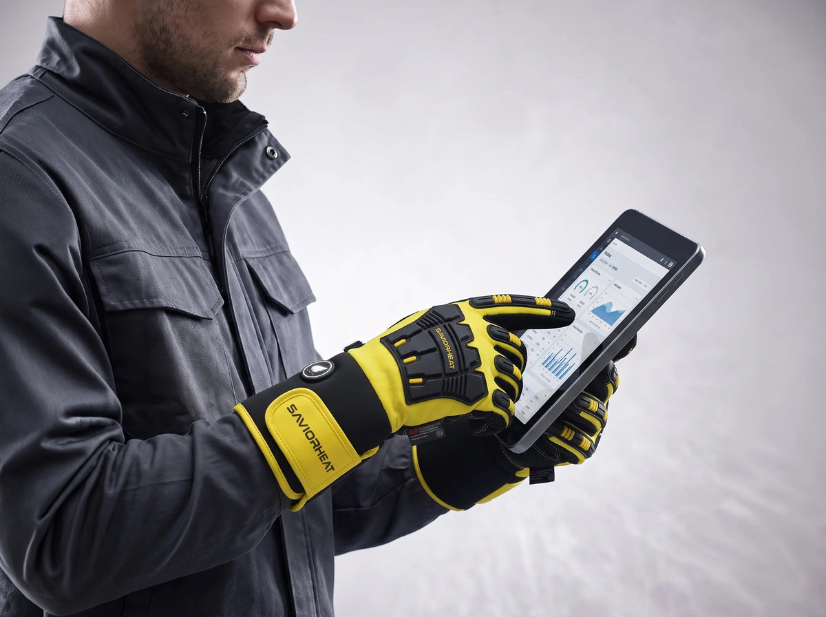 Compatibles écran tactile – gants de travail chauffants Savior Heat jaune haute visibilité