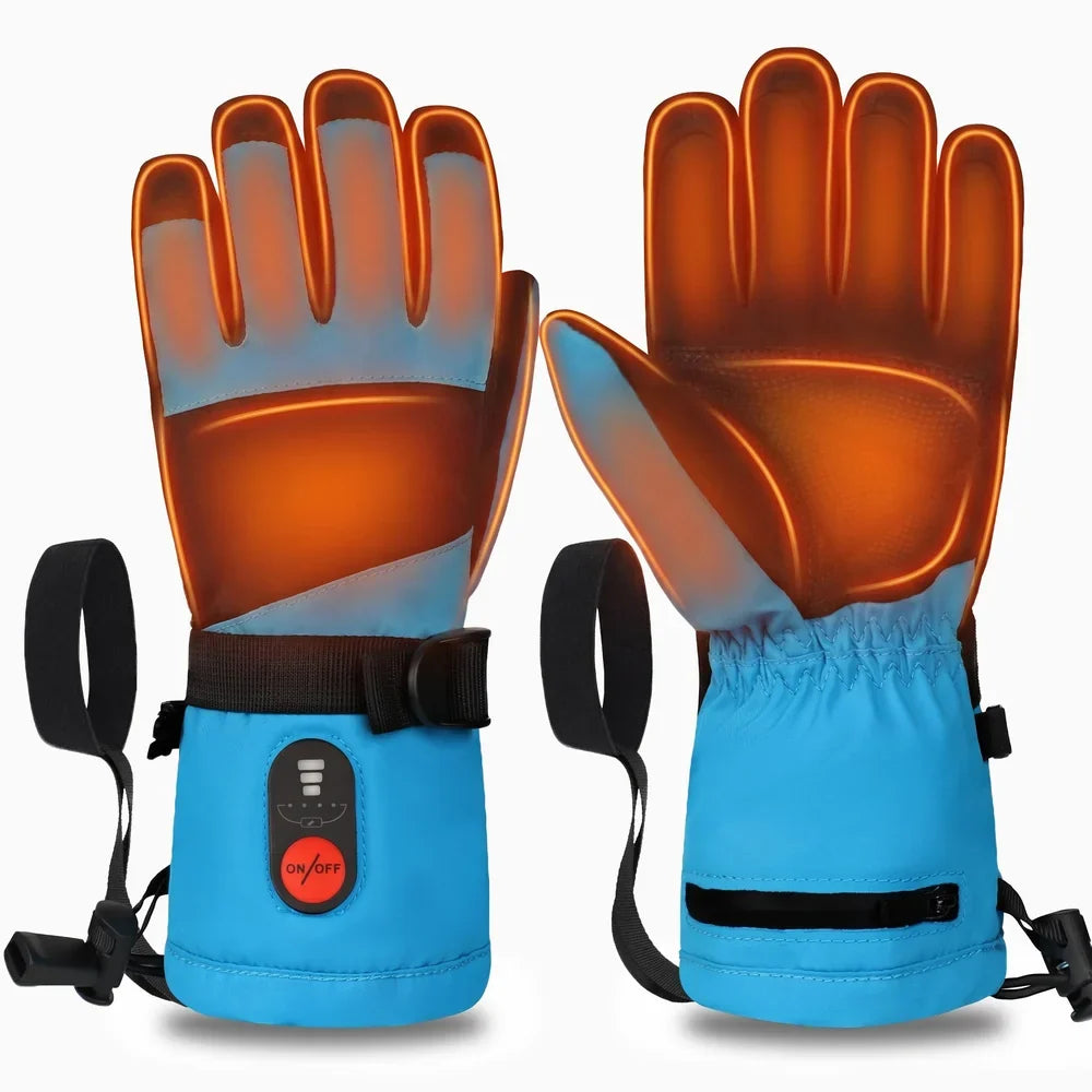Zones chauffantes des gants chauffants enfant bleus