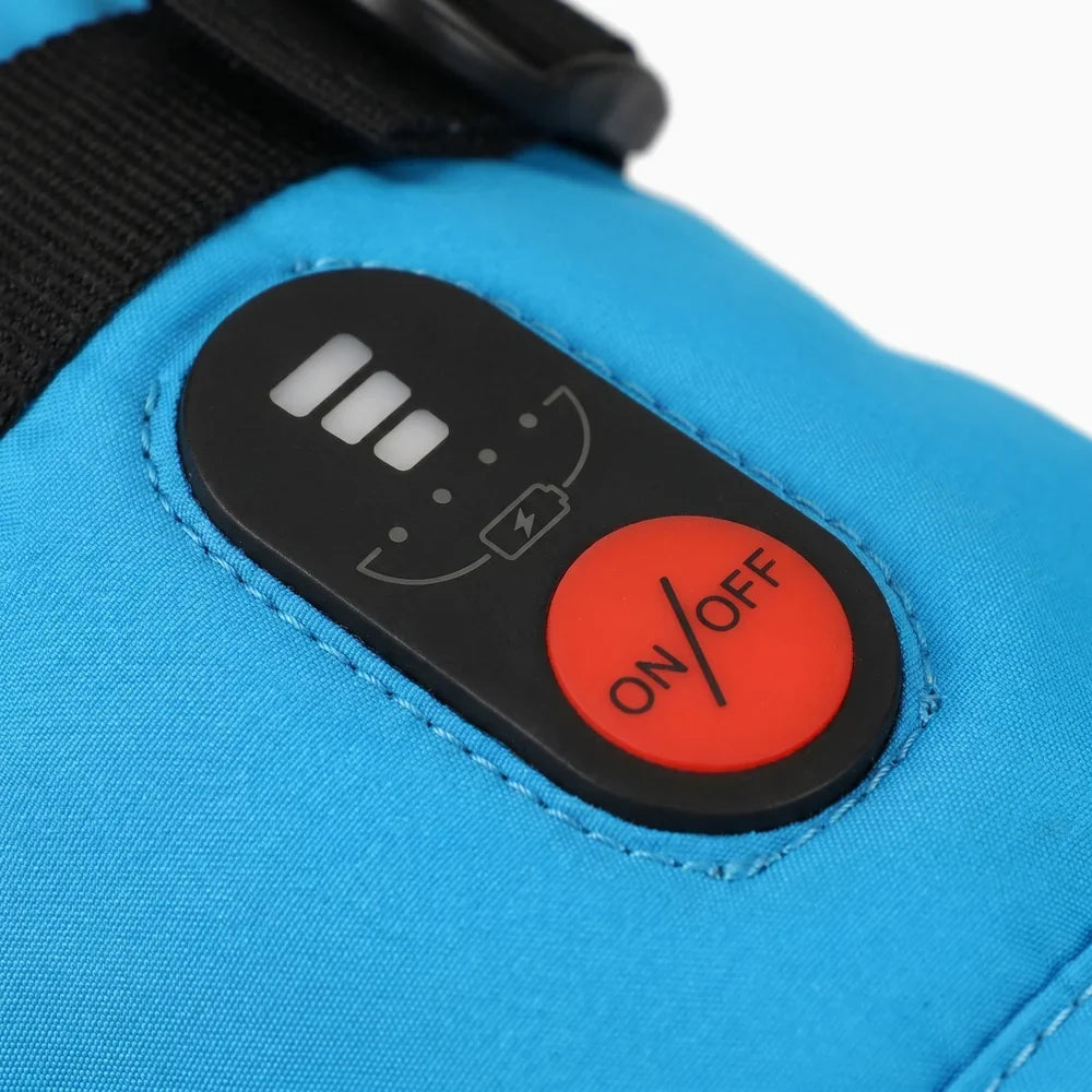 Commande de réglage de chaleur des gants chauffants enfant bleus