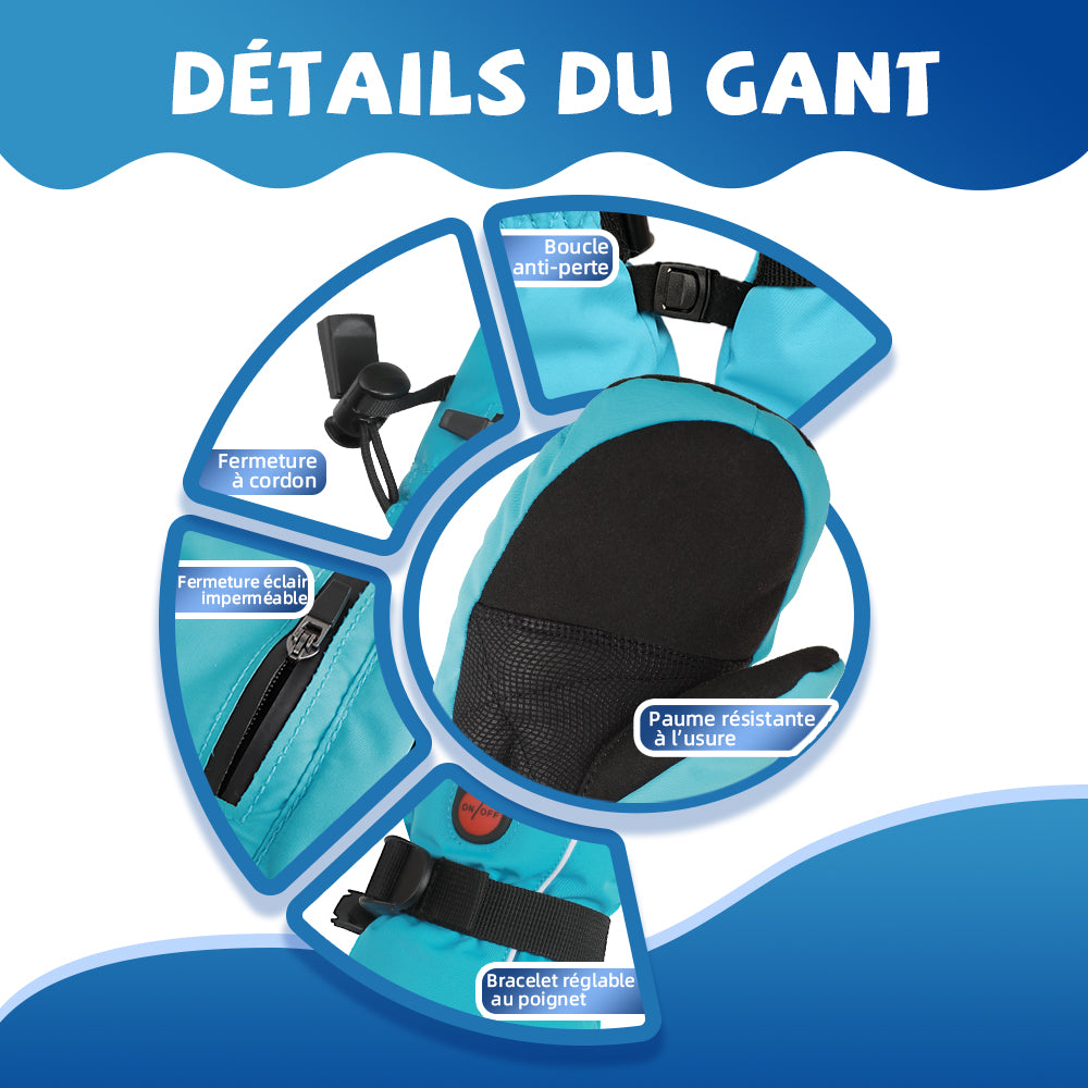 SAVIOR HEAT Gants Chauffants pour Enfants - Confort Chaleureux pour le Ski, le Patinage et les Activités Extérieures