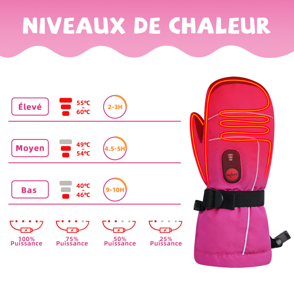 SAVIOR HEAT Gants Chauffants pour Enfants - Confort Chaleureux pour le Ski, le Patinage et les Activités Extérieures