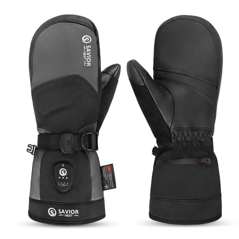 Load image into Gallery viewer, Savior Gants de Ski Chauffants 2.0 – Contrôle Bluetooth, Paume en Peau de Chèvre Imperméable