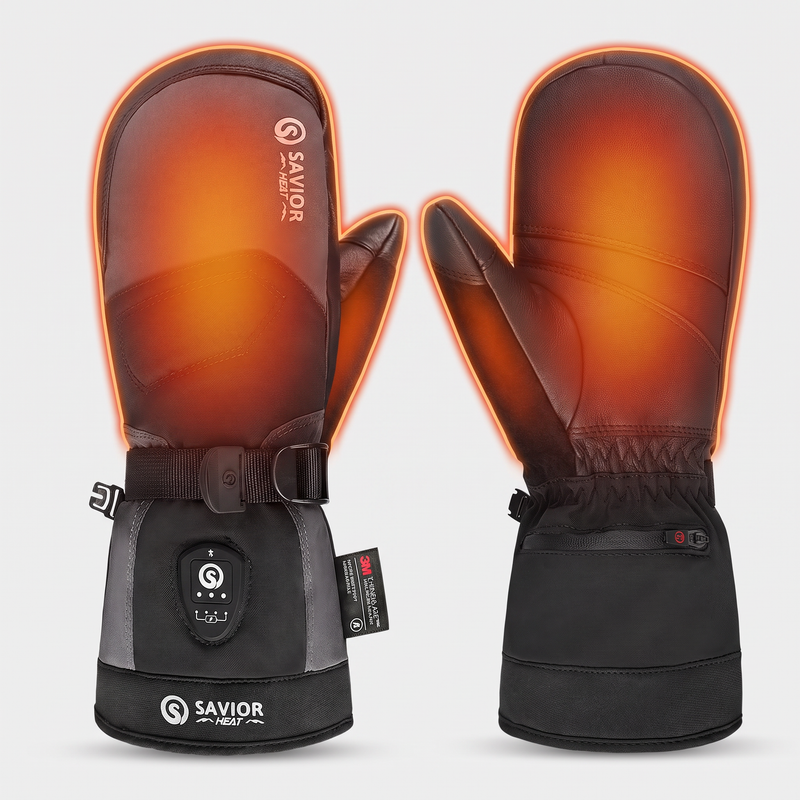 Load image into Gallery viewer, Savior Gants de Ski Chauffants 2.0 – Contrôle Bluetooth, Paume en Peau de Chèvre Imperméable