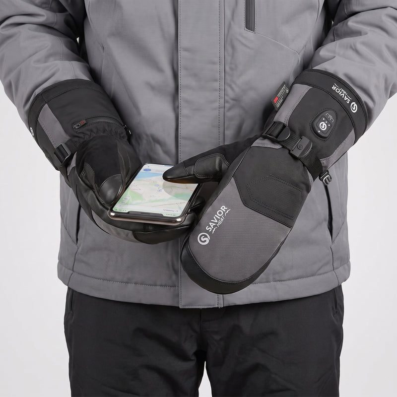 Load image into Gallery viewer, Savior Gants de Ski Chauffants 2.0 – Contrôle Bluetooth, Paume en Peau de Chèvre Imperméable