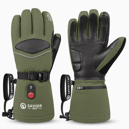 Savior Gants chauffants 2.0 avec cuir de chèvre imperméable et charge rapide