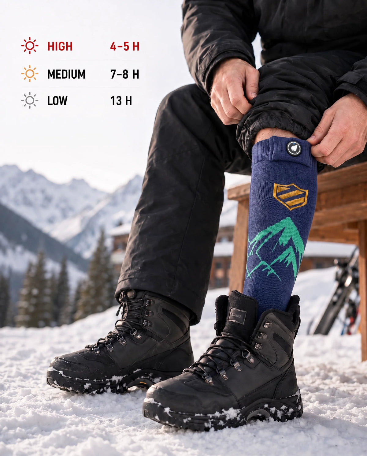 Lavables en machine – chaussettes de ski chauffantes rembourrées Savior Heat