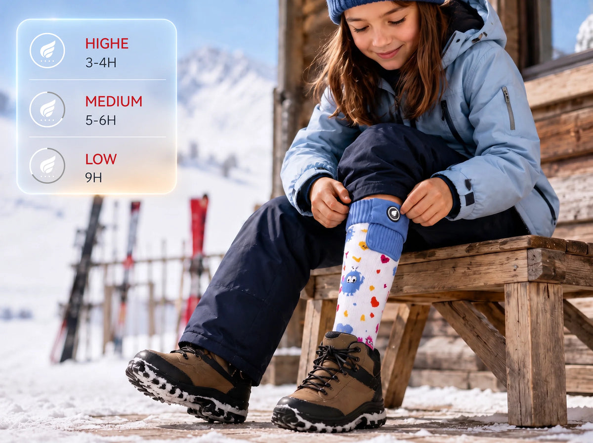 Chaleur longue durée – chaussettes de ski chauffantes enfant motif monstre Savior Heat