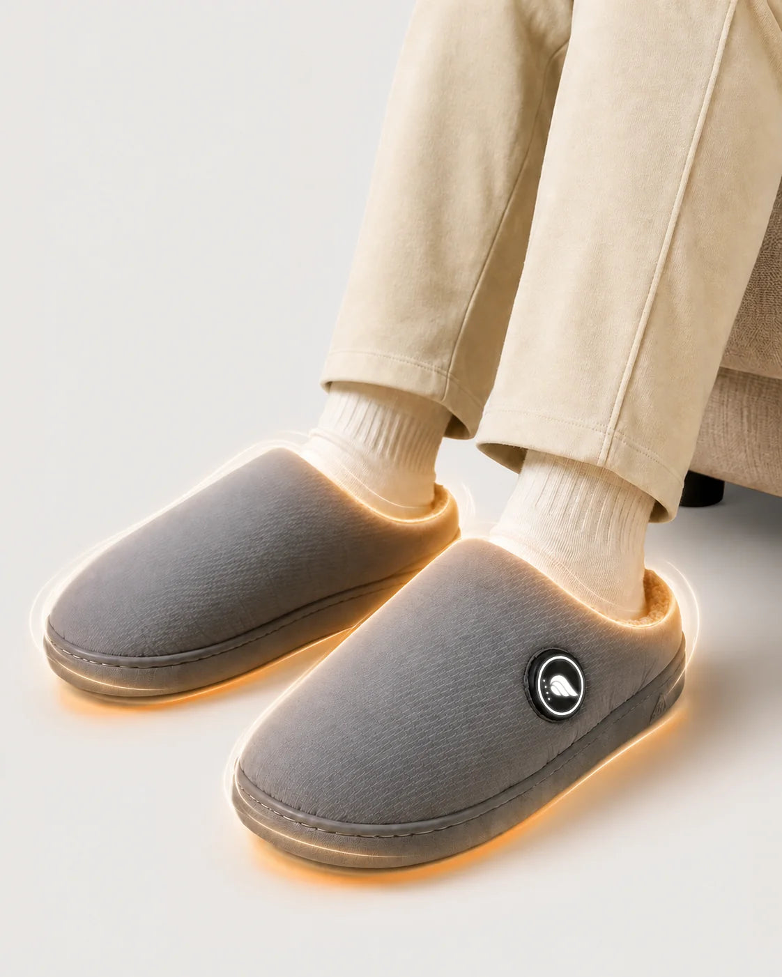 Chaussons chauffants faciles à enfiler avec forme pratique pour une chaleur immédiate au quotidien