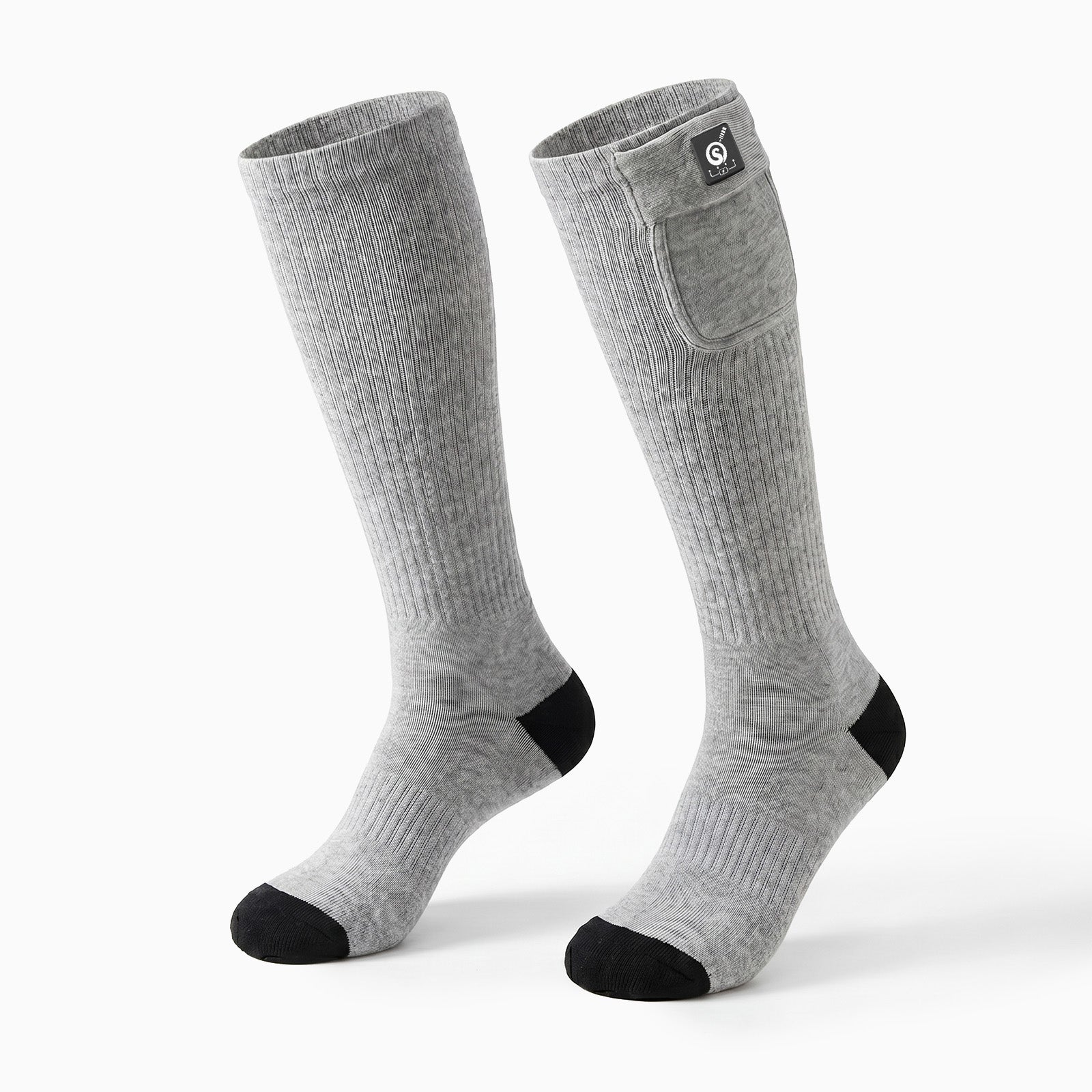 SS01G Chaussettes chauffantes coupe mi-haute gris