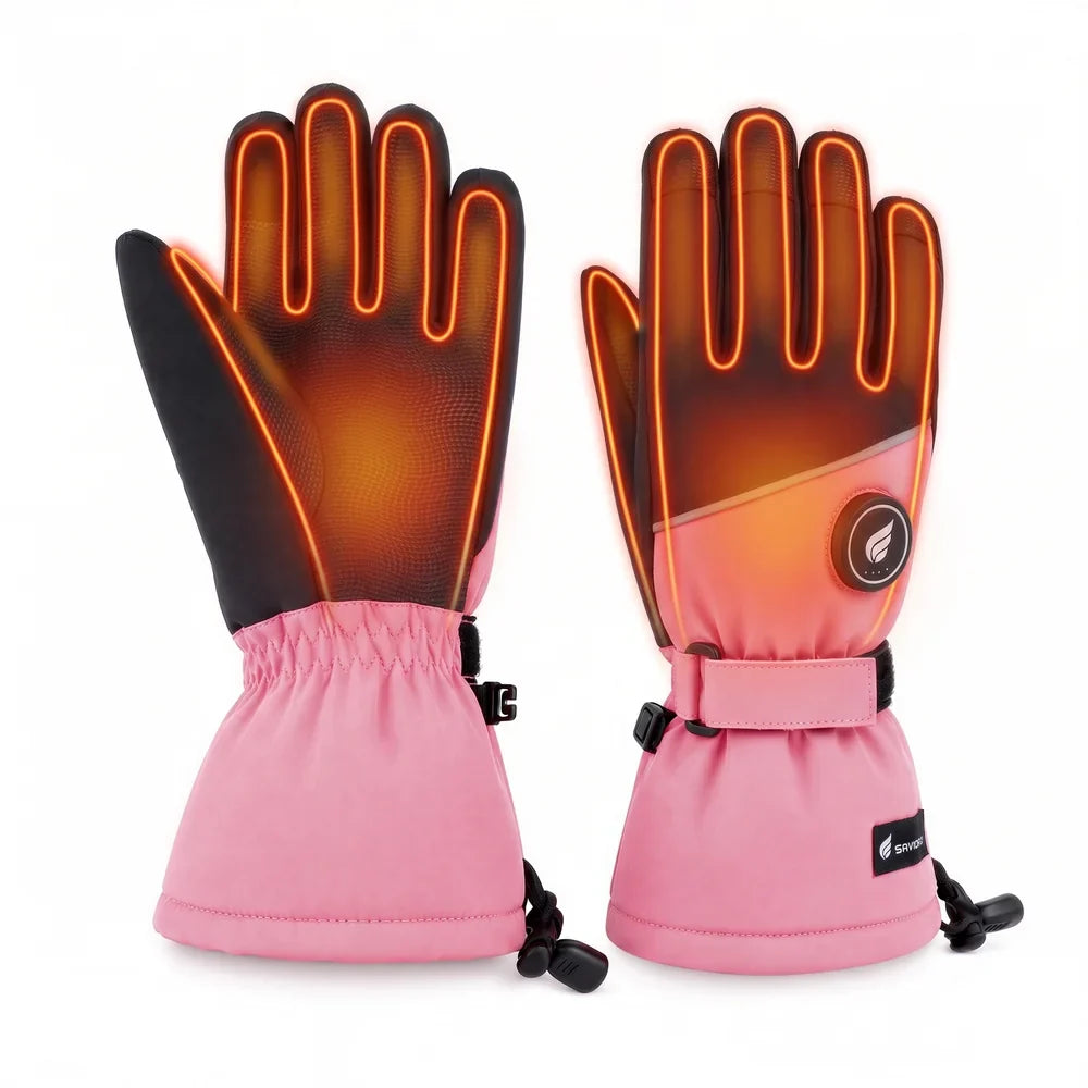 Heating zone coverage on Savior Heat Snow-Ready Lightweight Kids Heated Ski Gloves