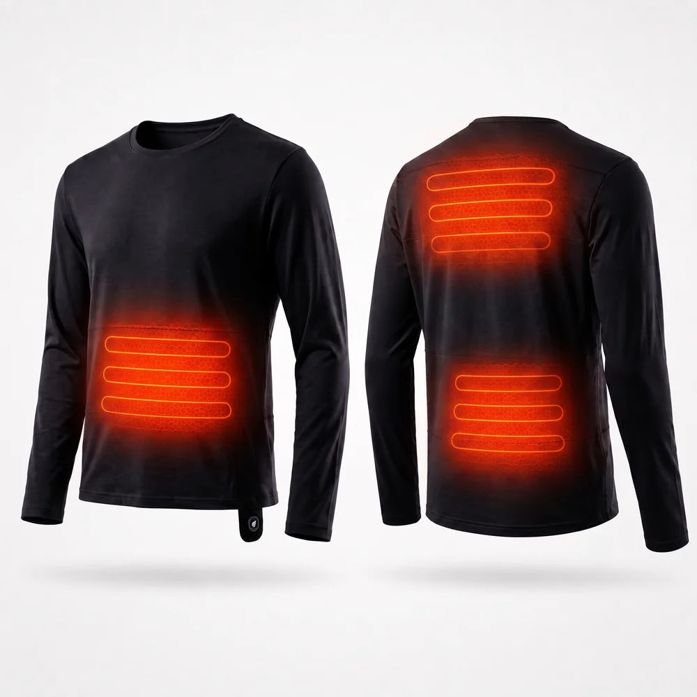Savior Heat Men's Soft Wool-Blend Heated Base Layer Top delivering long-lasting warmth
