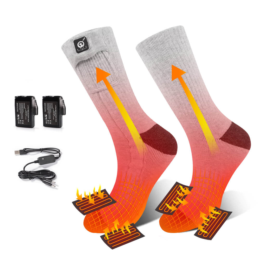 Chaussettes Chauffantes Rechargeables Savior Heat - Pour Ski, Randonnée, Moto - Taille S à XL - 3 Niveaux De Chaleur