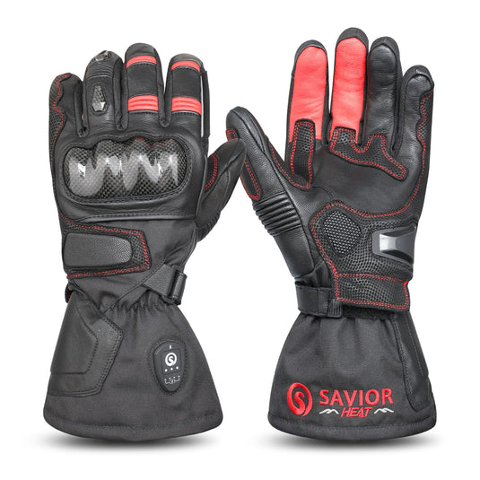 Savior Heated Gants de moto Doigt complet chauffant, écran tactile et prise renforcée