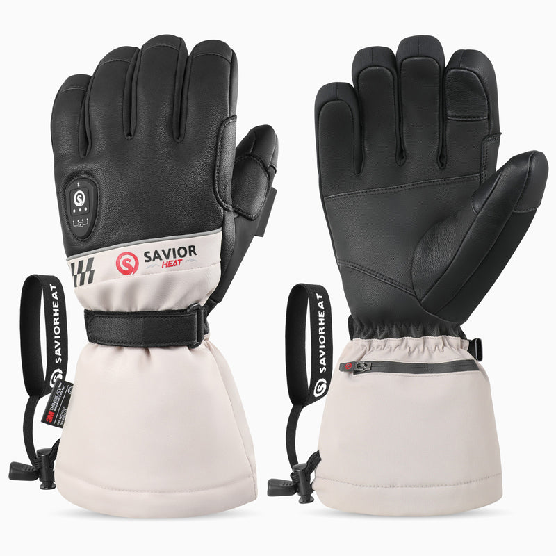 Chargez l'image dans la visionneuse de la galerie, Savior Gants de Ski Chauffants 2.0 Contrôle Bluetooth, Doigts Pré-Courbés et Paume en Peau de Chèvre Imperméable
