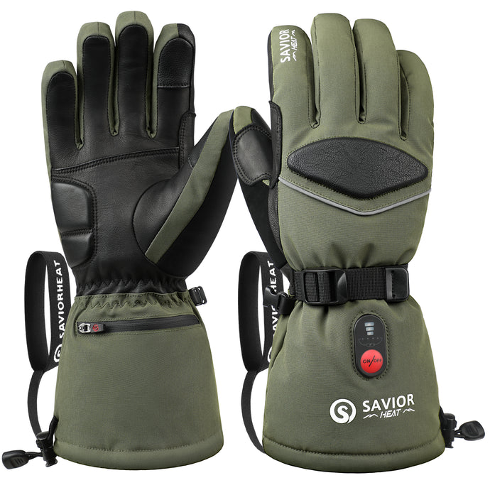 Gants chauffants Savior 2.0 avec cuir de chèvre imperméable et charge rapide