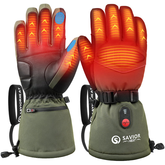 Savior Gants chauffants 2.0 avec cuir de chèvre imperméable et charge rapide