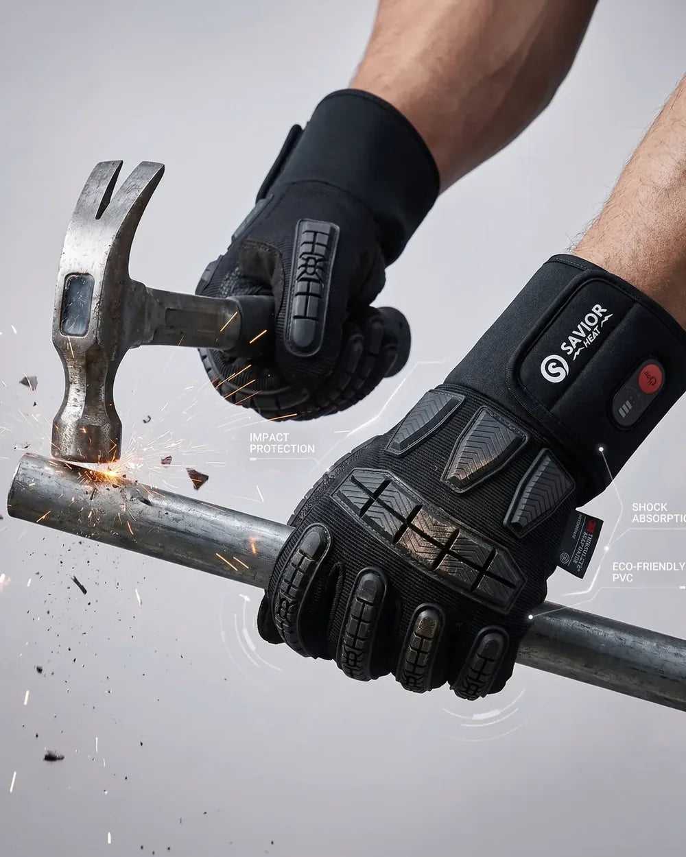 Gants de travail chauffants Savior Heat GVFB03 avec protection anti-impact renforcée