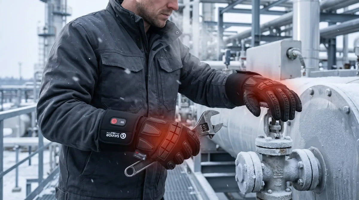 Détail produit des gants de travail chauffants anti-impact Savior Heat GVFB03