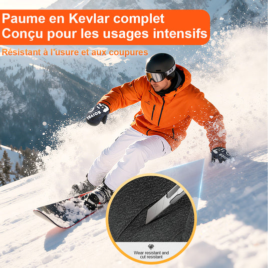 Gants Chauffants SAVIOR HEAT - Imperméables, Protection Absorbante des Chocs au Poignet - Contrôle de Température Ajustable & Chaleur Durable