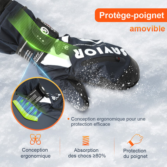 Gants Chauffants SAVIOR HEAT - Imperméables, Protection Absorbante des Chocs au Poignet - Contrôle de Température Ajustable & Chaleur Durable