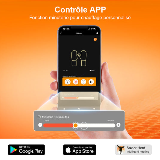 Gants Chauffants SAVIOR HEAT - Imperméables, Protection Absorbante des Chocs au Poignet - Contrôle de Température Ajustable & Chaleur Durable