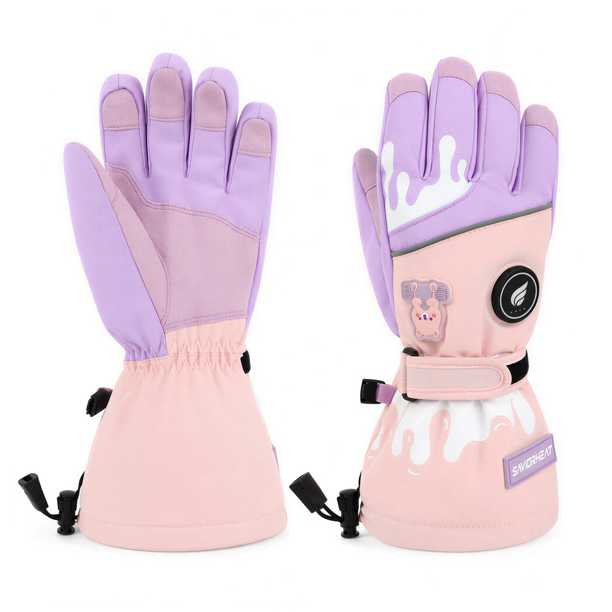 Gants de ski chauffants pour enfants – Motif ours 01