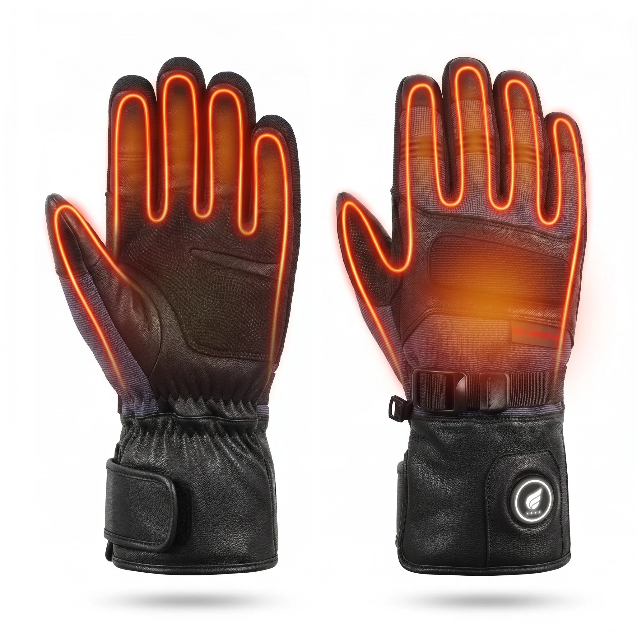 Gants de travail chauffants en cuir de chèvre – Pro Noir 02