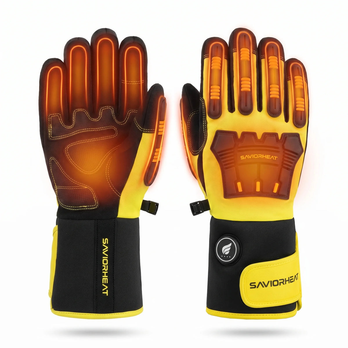 Gants de travail chauffants robustes – Manchette ajustable jaune haute visibilité 02