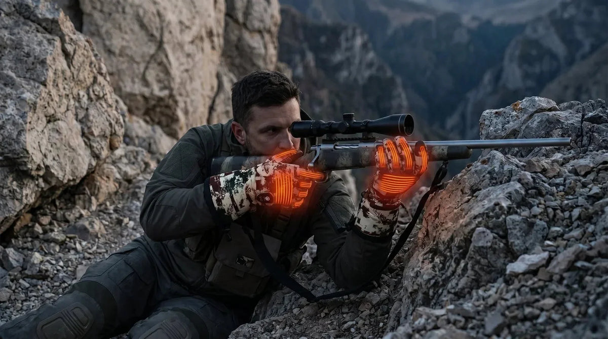 Détail produit des gants de chasse chauffants Savior Heat HUGP02FC Rock Camo 2.0