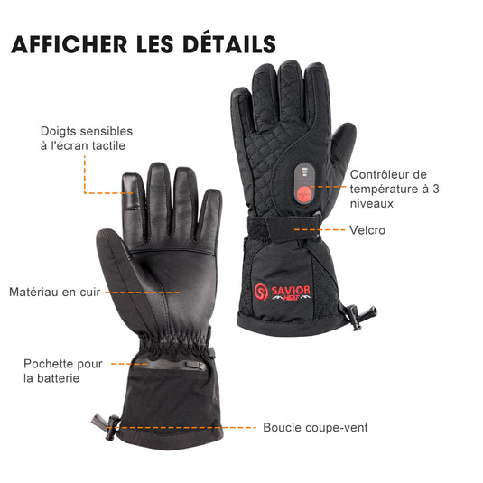 Gants chauffants en cuir Savior