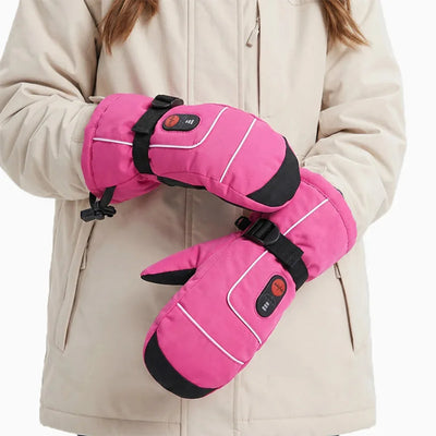 Savior Heat SKGL01MP Kids Heated Mittens Pink worn by model