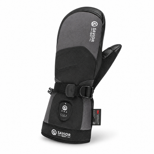 Savior Gants de Ski Chauffants 2.0 – Contrôle Bluetooth, Paume en Peau de Chèvre Imperméable