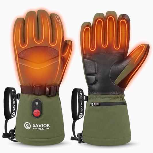 Savior Gants chauffants 2.0 avec cuir de chèvre imperméable et charge rapide