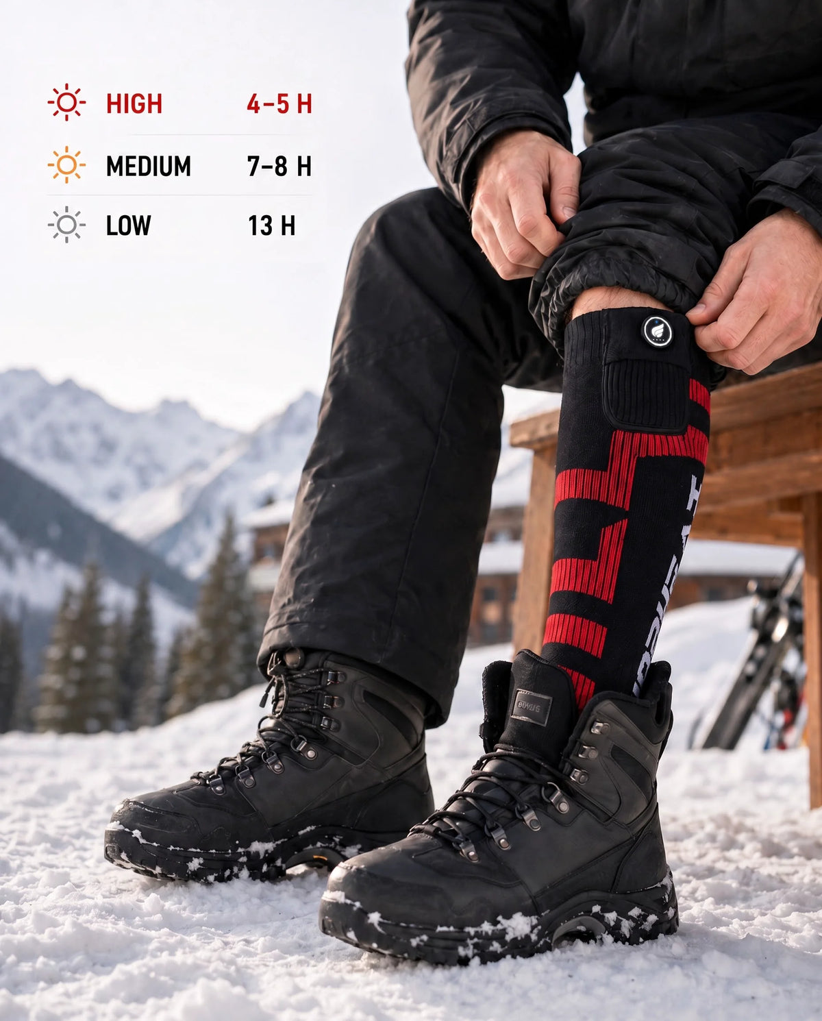 Lavables en machine – chaussettes de ski chauffantes maintien stable Savior Heat