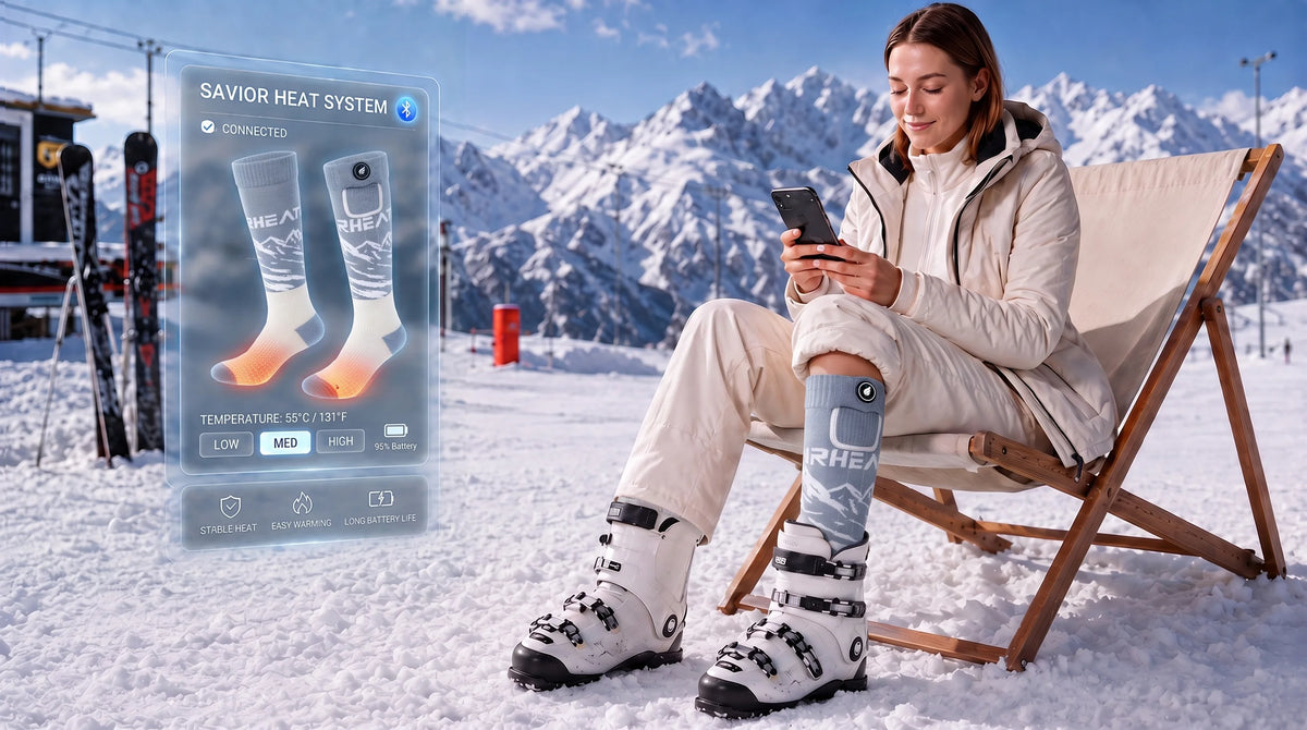 Détails de conception des chaussettes chauffantes Heat-Transfer avec soutien plantaire Savior Heat