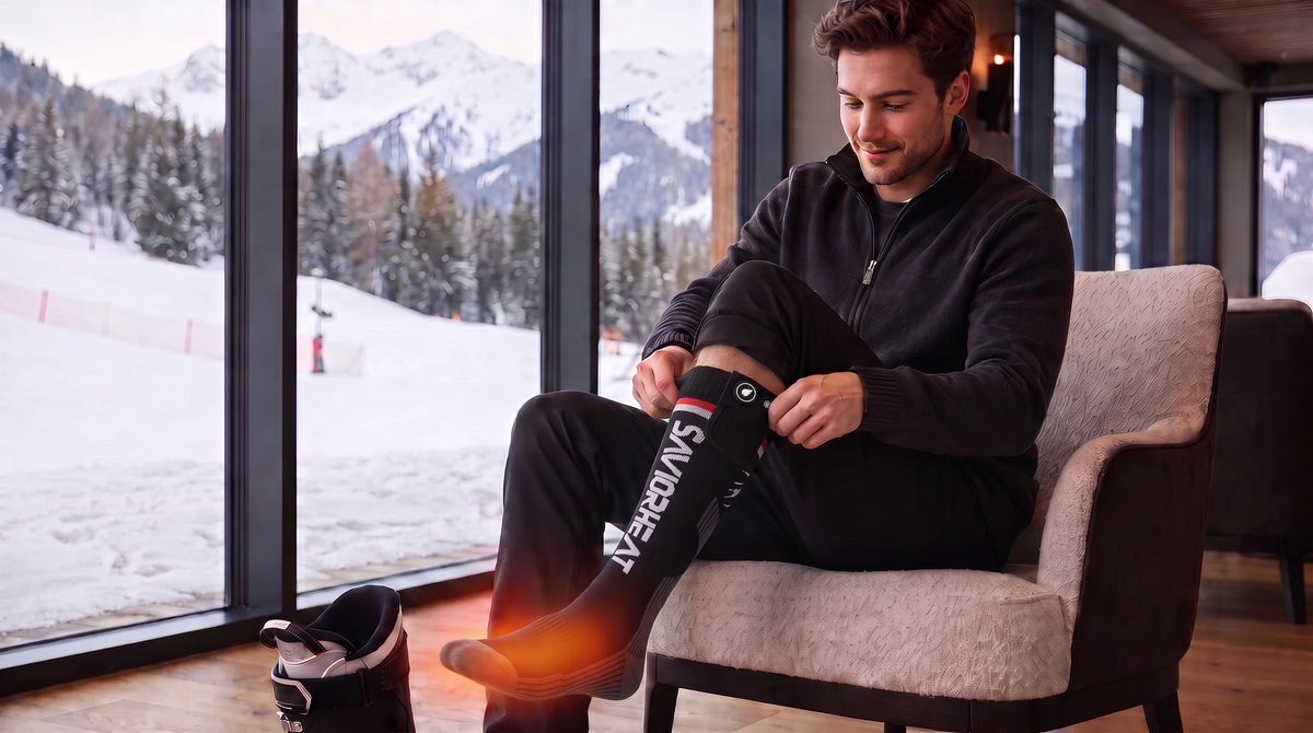 Vue détaillée des chaussettes de ski chauffantes MagSnapic? Savior Heat